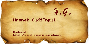 Hranek Gyöngyi névjegykártya